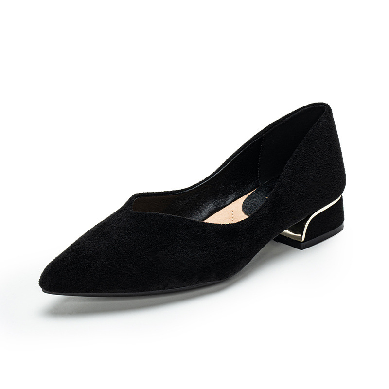 Women Shoes Loafers - Kadın Sivri Burunlu Sade Kalın Topuklu