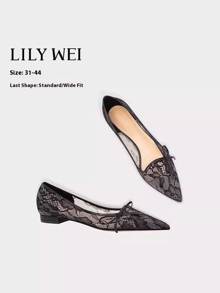 Pointed Toe Flat - Düz stiletto topuklu ilkbahar ve yaz