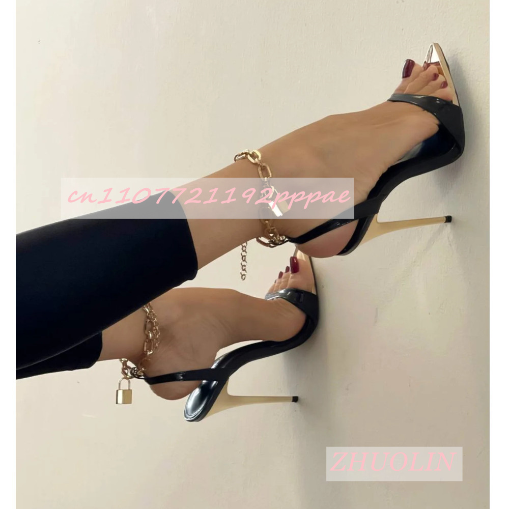 Kids Shoes Women - Kadın Metal Sivri Siyah Yüksek Topuklu