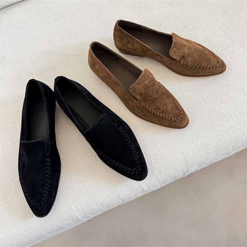 Kids Shoes Women - Yeni İlkbahar/Sonbahar Kadın Loafer'lar Koyun Süet