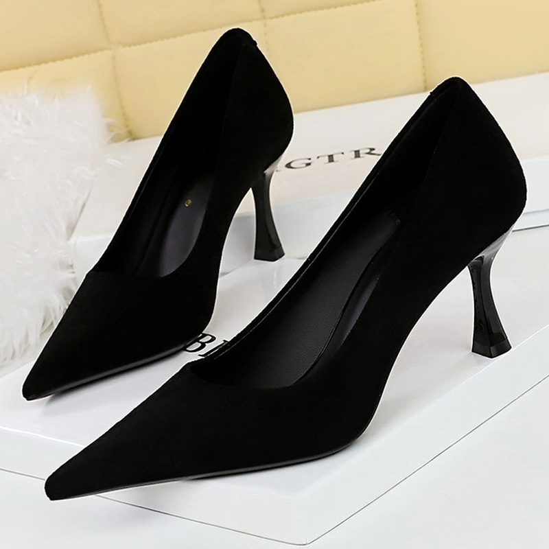 Women Shoes Zara - BIGTREE Ayakkabı Süet Siyah Kadın Pompaları