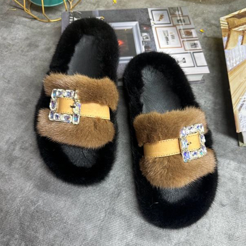 Women Shoes Mules - Vizon Kürk Terlik Kadın Gerçek Kürk