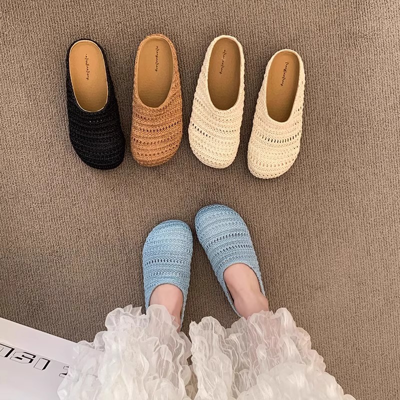 Women Shoes Mules - Kadın Rafya Dokuma Katır Terlik Yaz