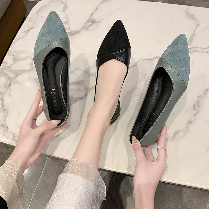 Kadınlar için düz siyah deri a - Pointed Toe Flat incelemesi ve fiyatı